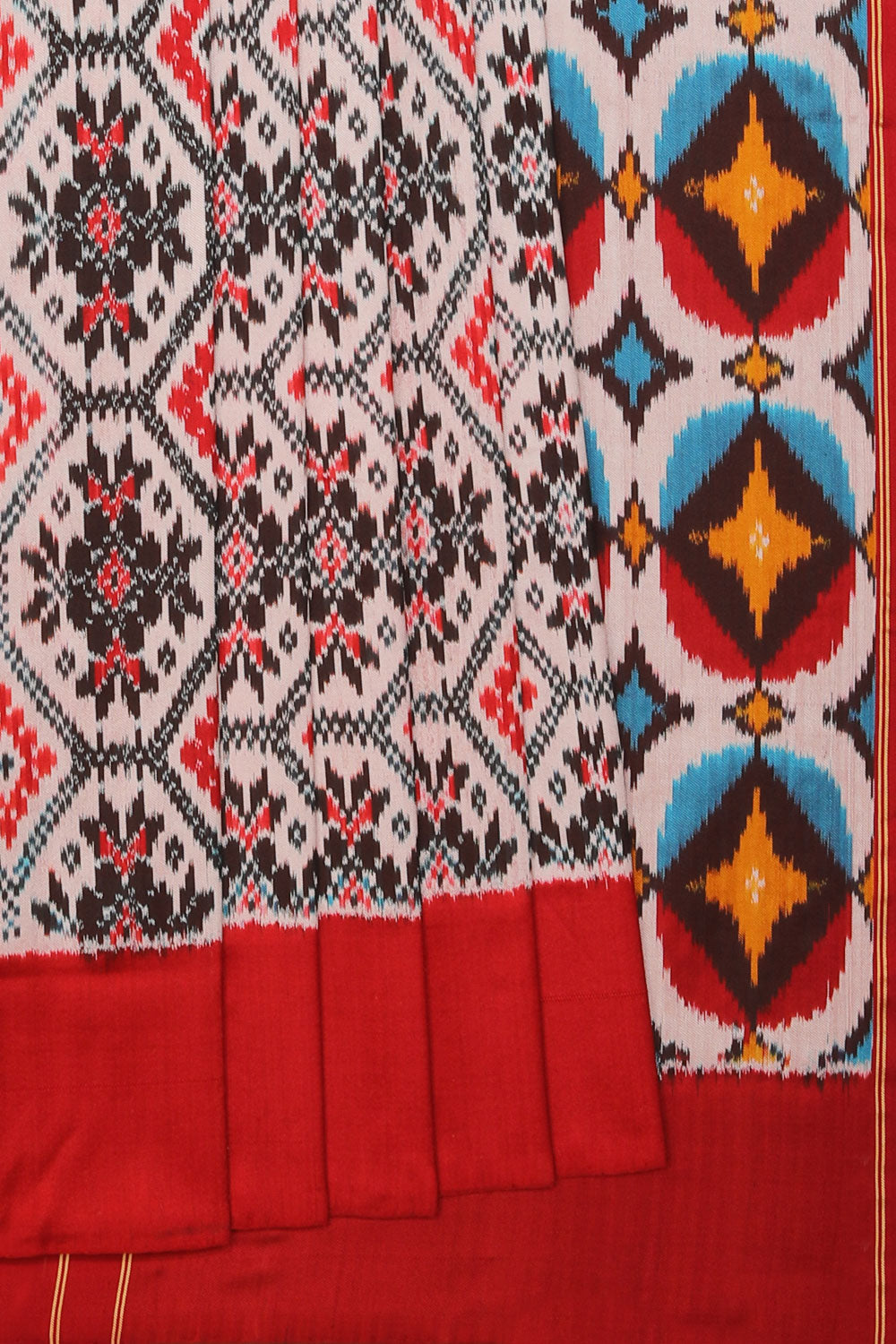 Collection of Pochampally Ikat Twill Silk Saree in a gallery layout