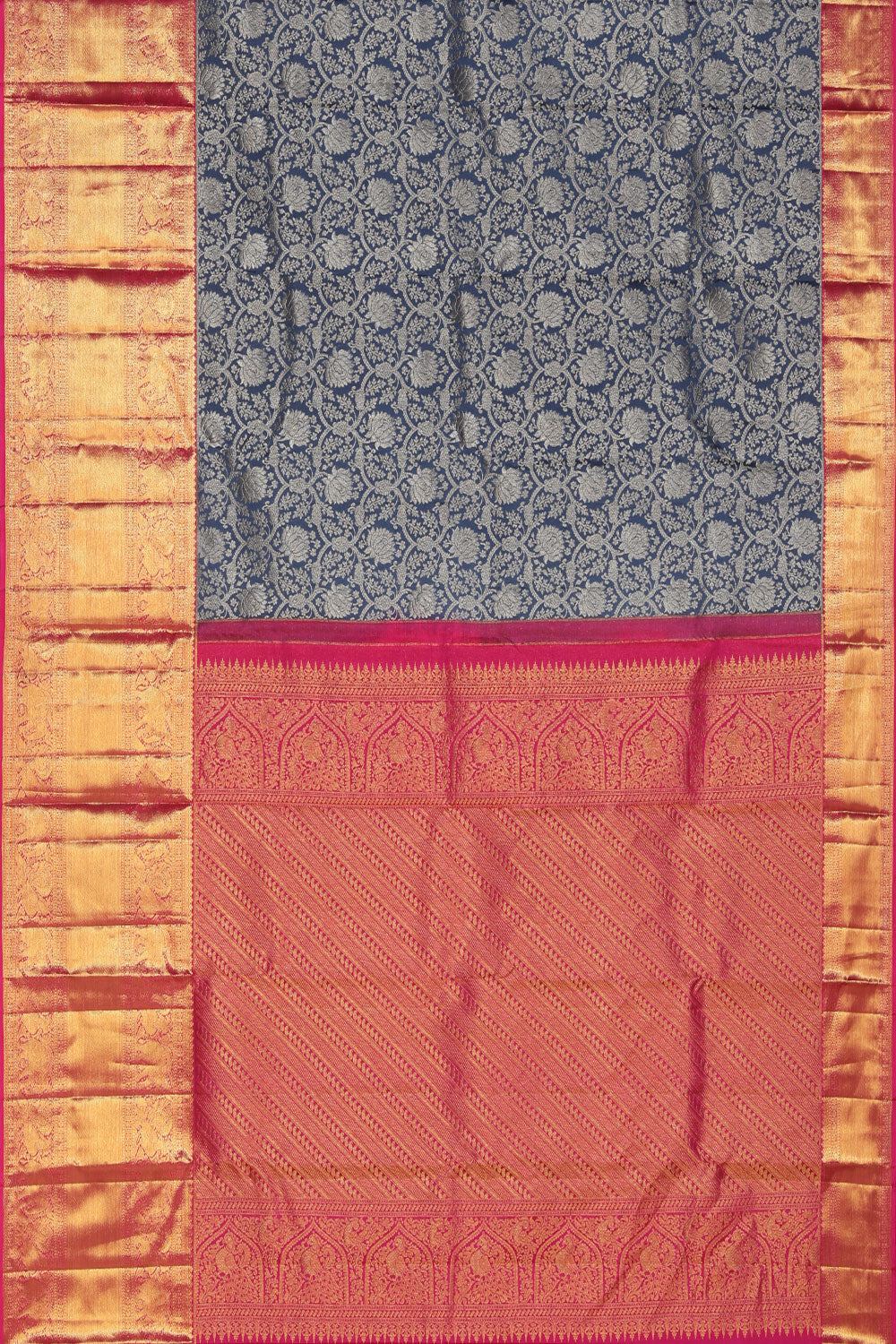 Image of Kanchipattu Brocade Smoky Grey Saree