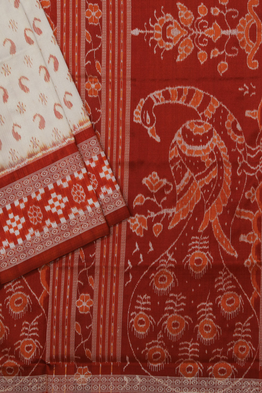 Sambalpuri Silk Off-White Saree