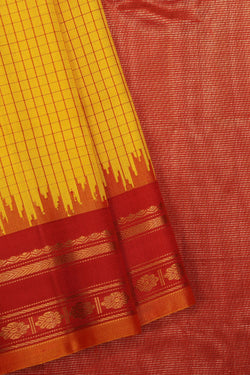 Image of Gadwal Silk Yellow Saree