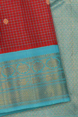 Image of Gadwal Silk Red Saree