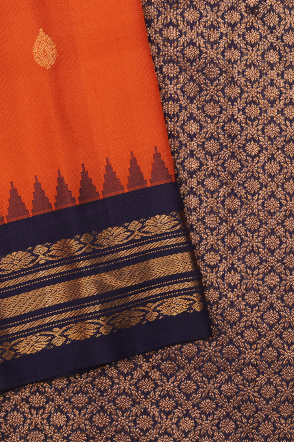 Gadwal Silk Orange Saree