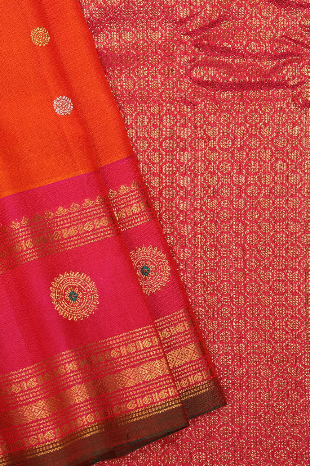 Gadwal Silk Orange Saree