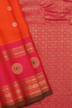 Image of Gadwal Silk Orange Saree