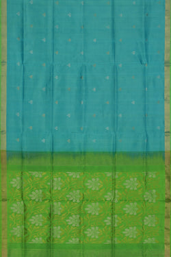 Collection of Uppada Silk Sea Blue Saree in a gallery layout