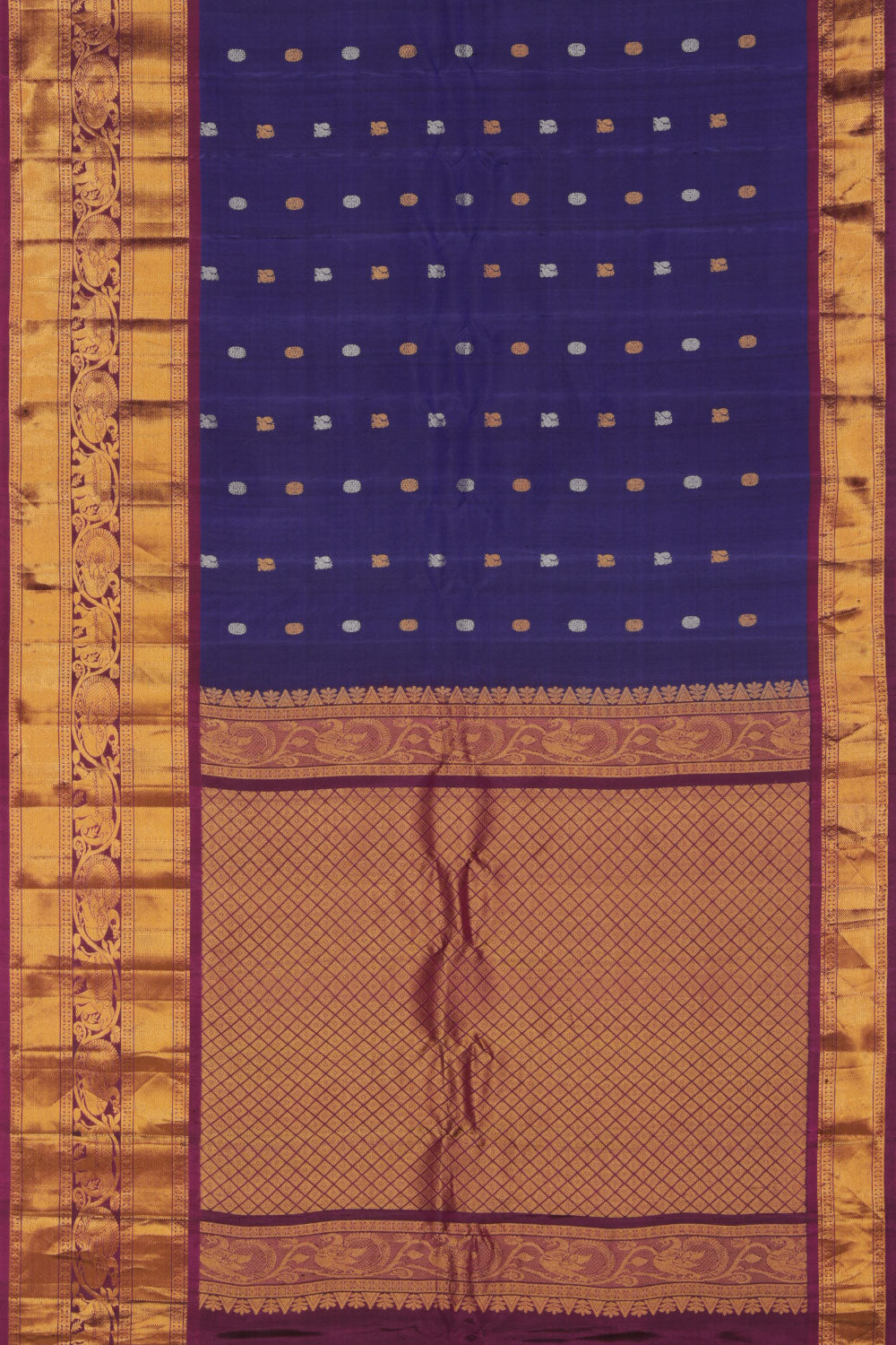 Gadwal Indigo Blue Saree