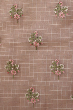 Image of A Beautiful Embroidered Flowers Kora Silk Saree