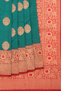 Collection of Banarasi Silk Teal Green Saree in a gallery layout