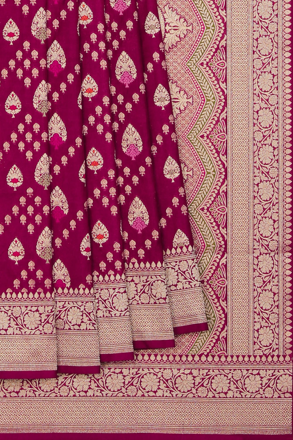 Collection of Banarasi Silk Plum-Pink Saree in a gallery layout