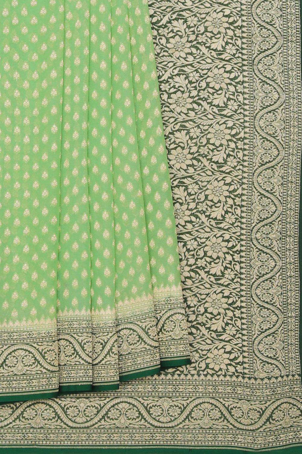 Collection of Banarasi Georgette Mint Green Saree in a gallery layout