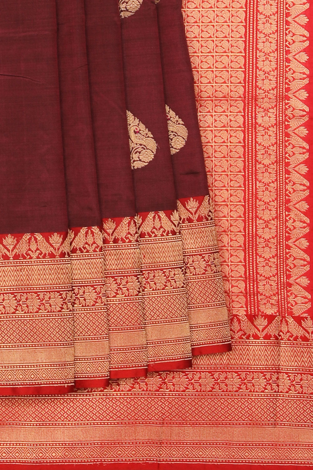 Collection of Banarasi Silk Maroon Saree in a gallery layout