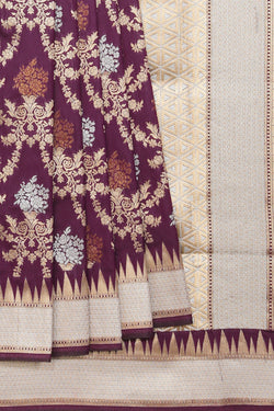 Collection of Banarasi Silk Violet Saree in a gallery layout