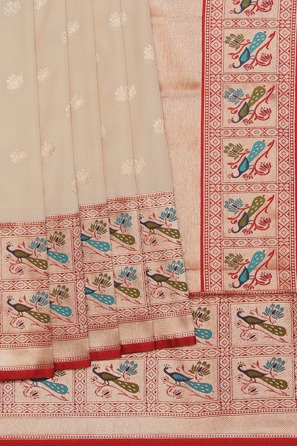 Collection of Banarasi Silk Ivory Cream Saree in a gallery layout