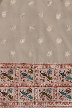 Collection of Banarasi Silk Ivory Cream Saree in a gallery layout