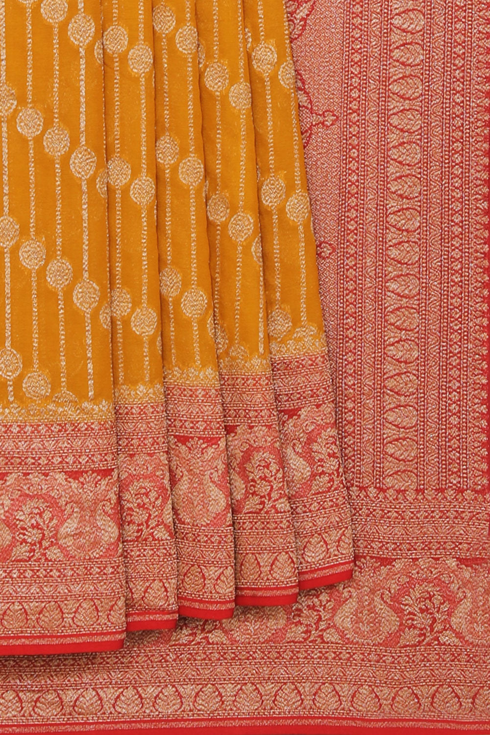 Collection of Banarasi Georgette Mustard Saree in a gallery layout