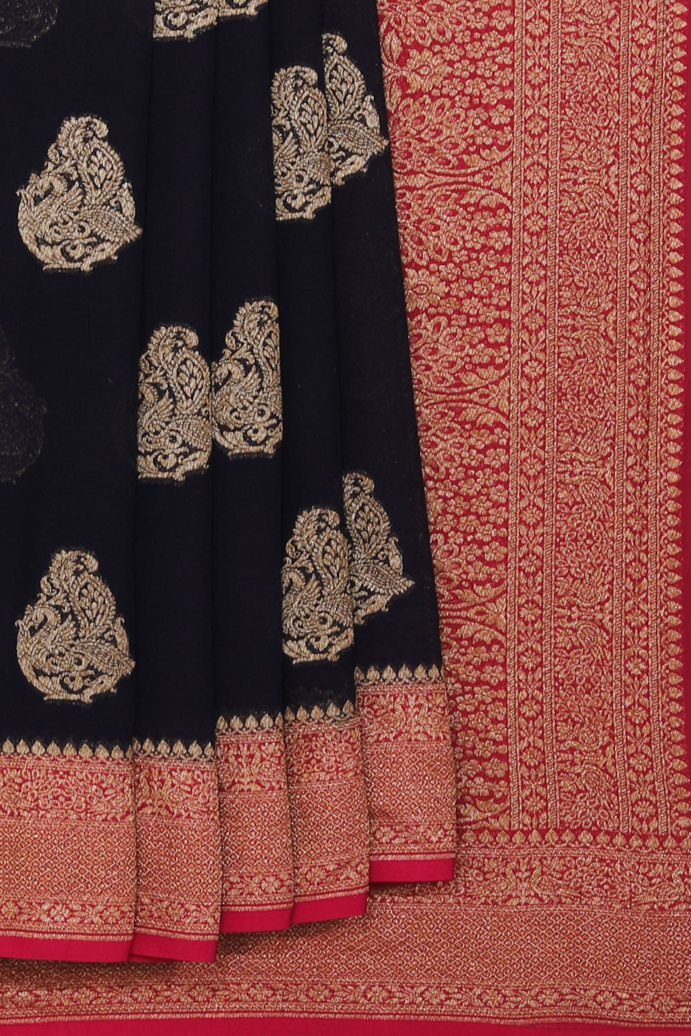 Collection of Banarasi Georgette Indigo Blue Saree in a gallery layout