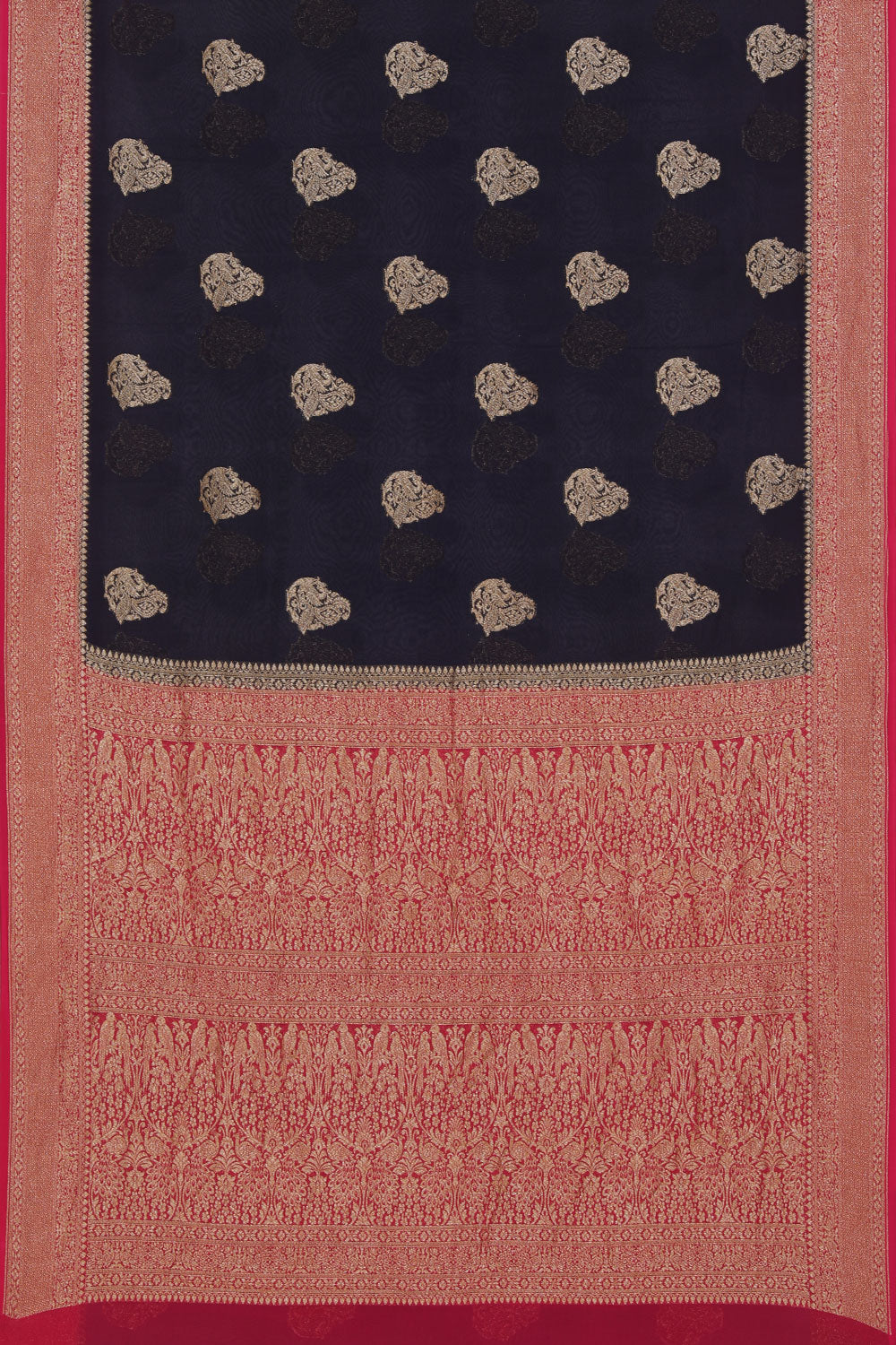 Collection of Banarasi Georgette Indigo Blue Saree in a gallery layout