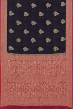 Collection of Banarasi Georgette Indigo Blue Saree in a gallery layout