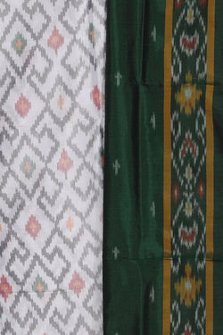 Image of Pochampally Silk Unstitched Suit With Dupatta (3 Pcs Set)