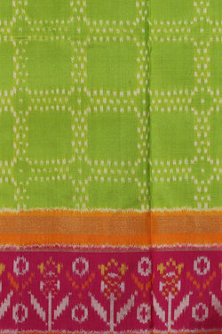 Image of Pochampally Silk Ikat Spring Green Saree