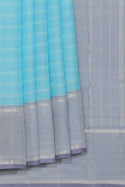 Collection of Arani Silk Sky Blue Saree in a gallery layout