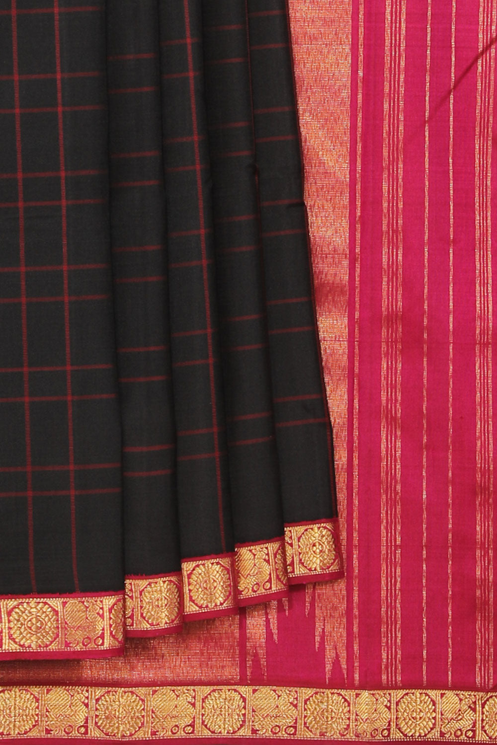 Collection of Arani Silk Black Saree in a gallery layout