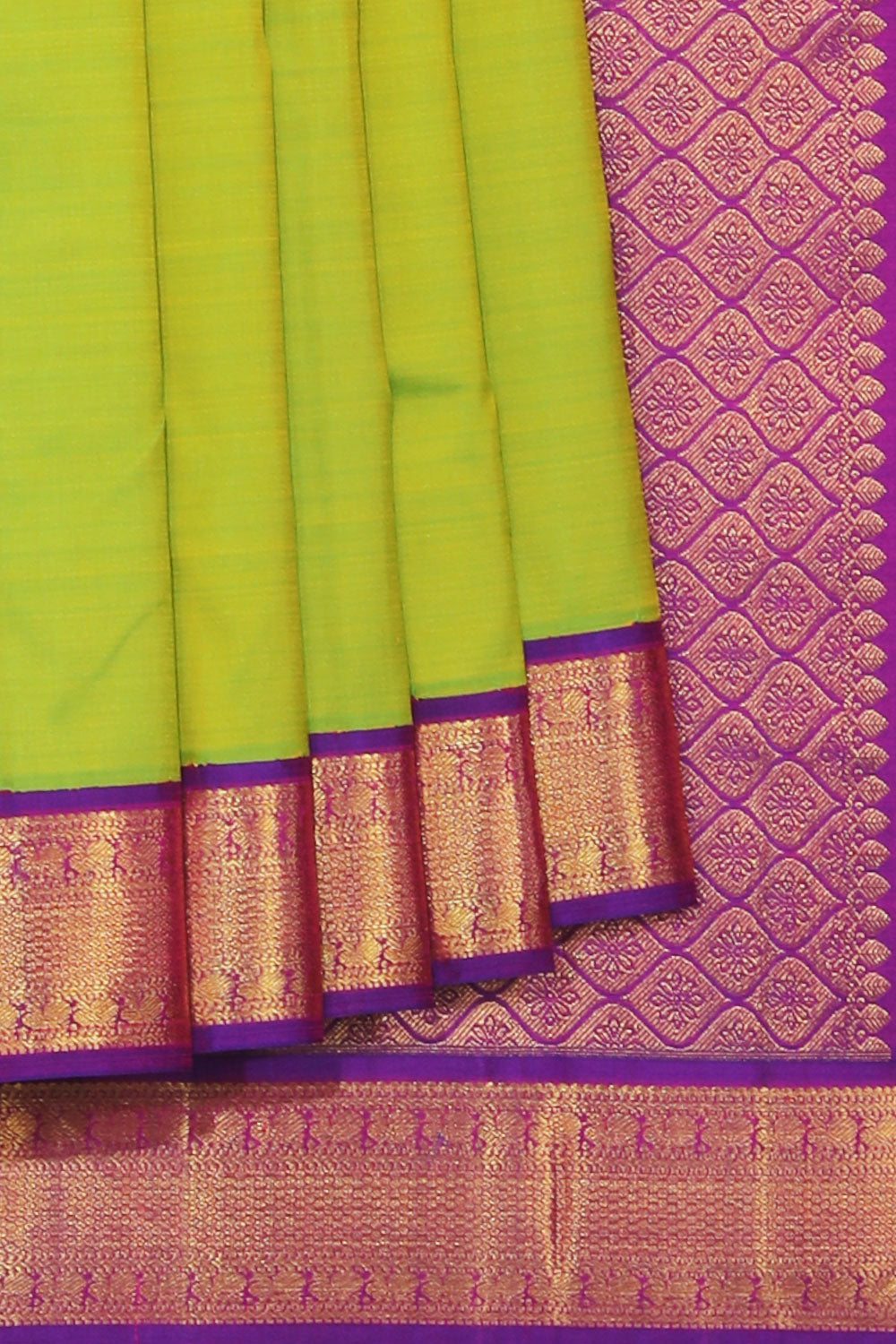 Collection of Arani Silk Green Saree in a gallery layout