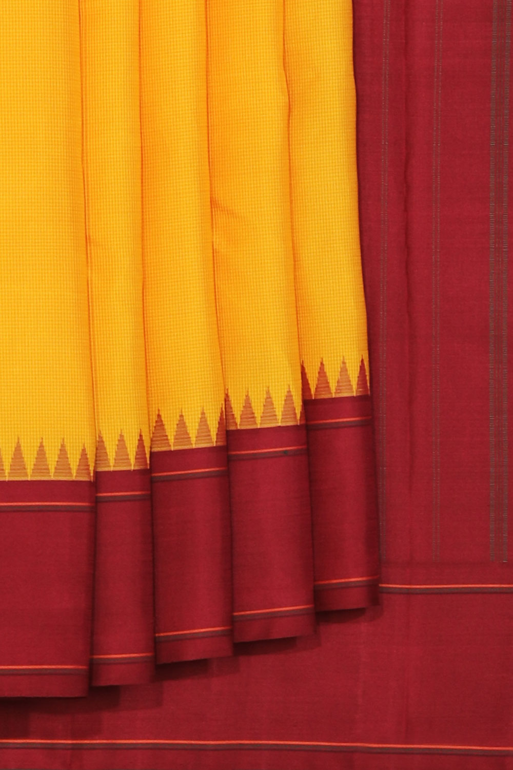 Collection of Arani Silk Mustard Saree in a gallery layout