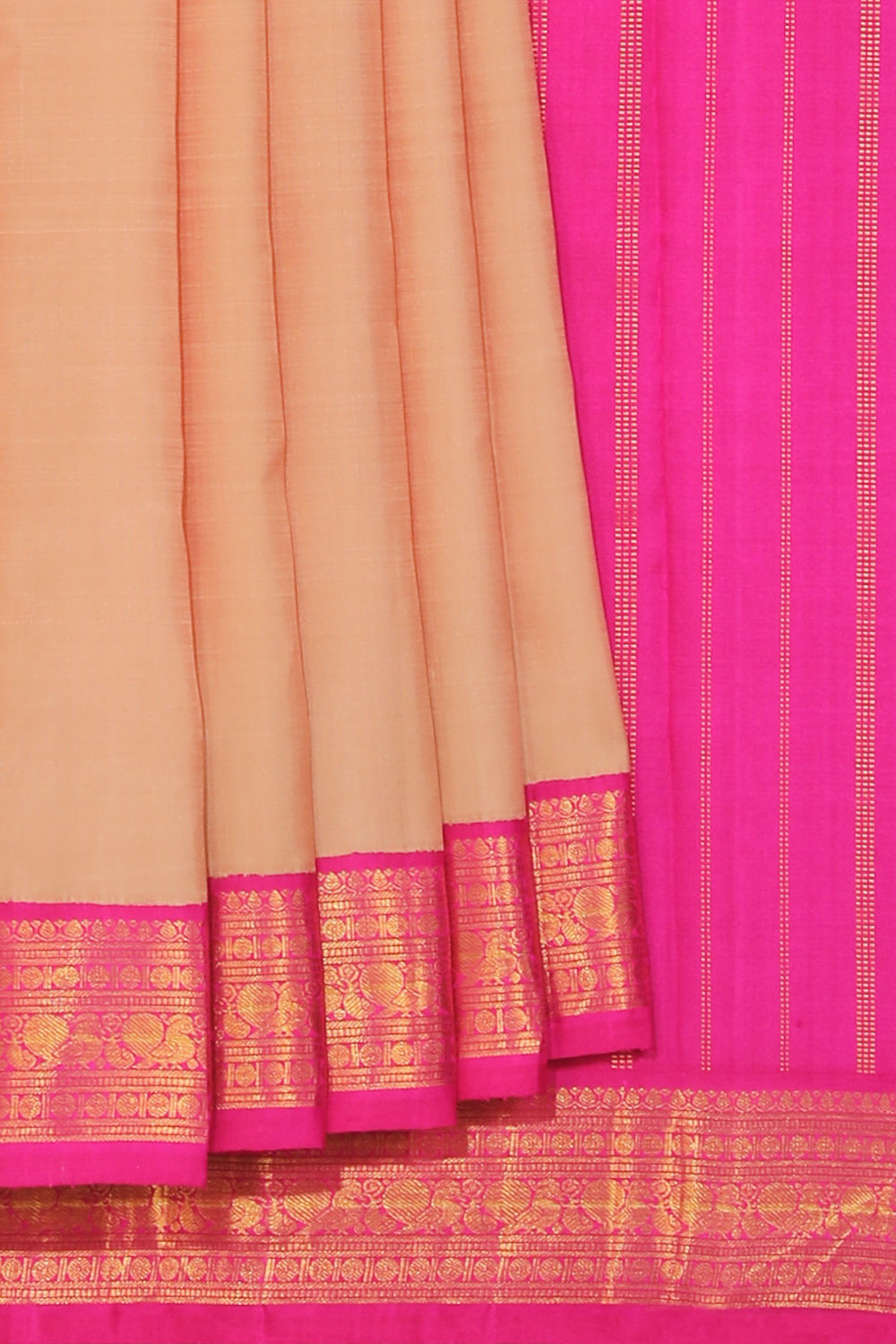 Collection of Arani Silk Peach Saree in a gallery layout