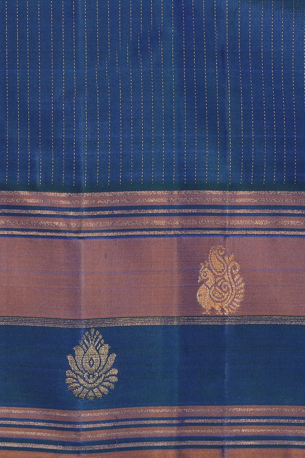 Collection of Arani Silk Teal Blue Saree in a gallery layout