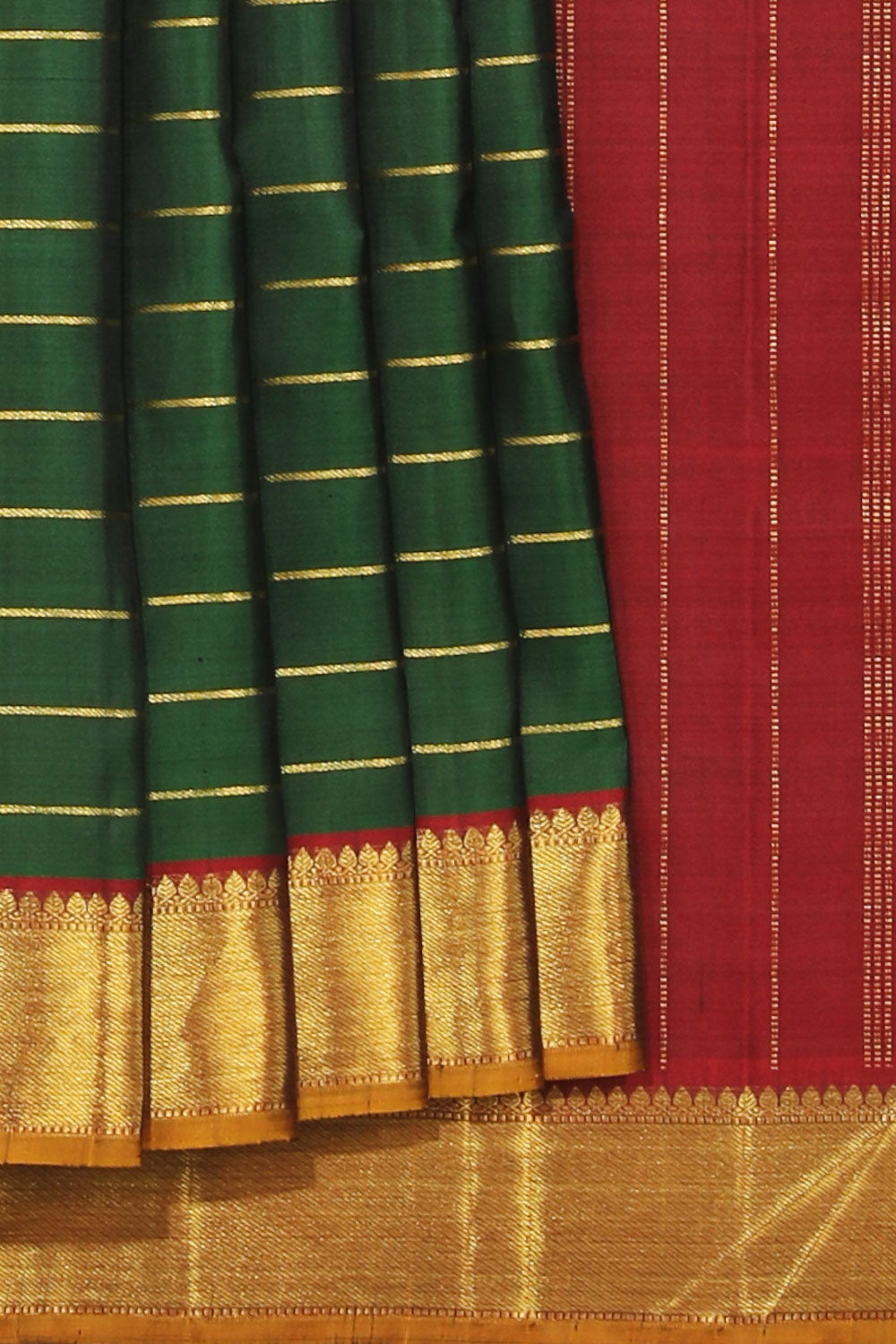 Collection of Arani Silk Green Saree in a gallery layout