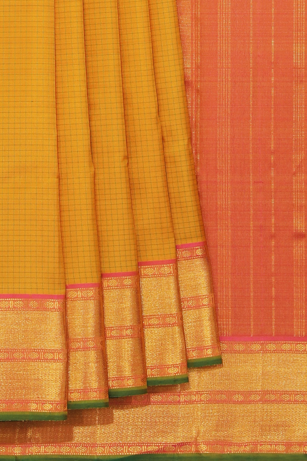 Collection of Arani Silk Yellow Saree in a gallery layout