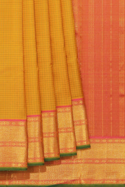 Collection of Arani Silk Yellow Saree in a gallery layout