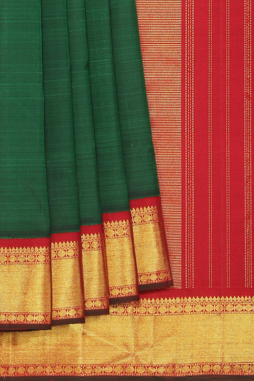 Collection of Arani Silk Green Saree in a gallery layout