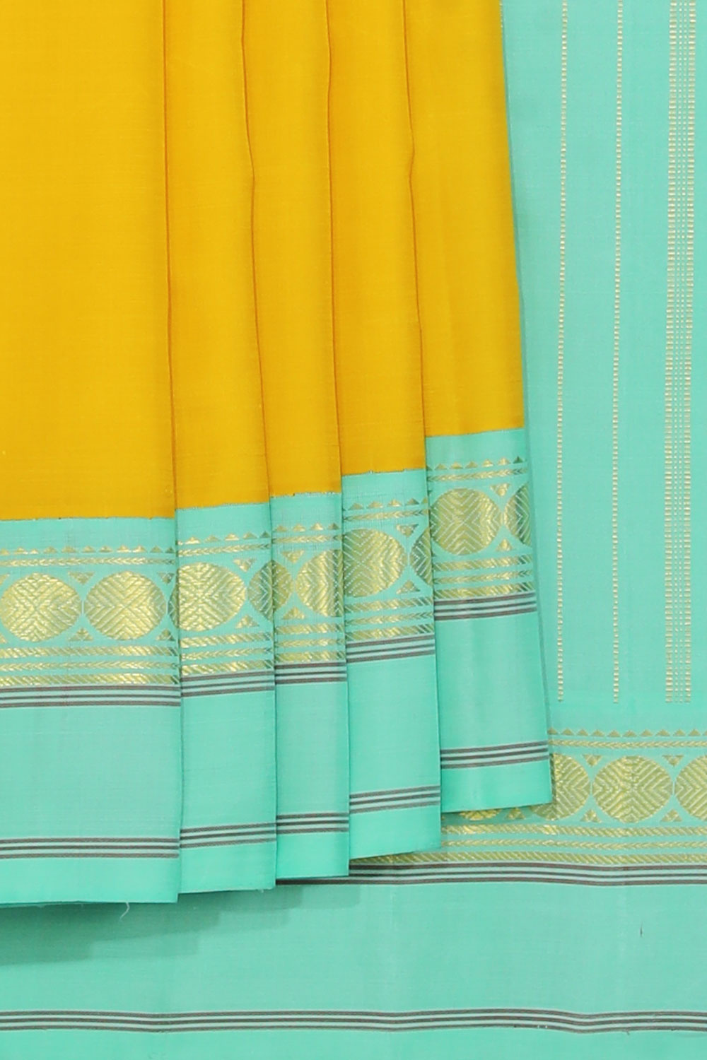 Collection of Arani Silk Yellow Saree in a gallery layout