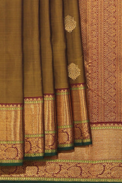 Collection of Arani Silk Heena Green Saree in a gallery layout