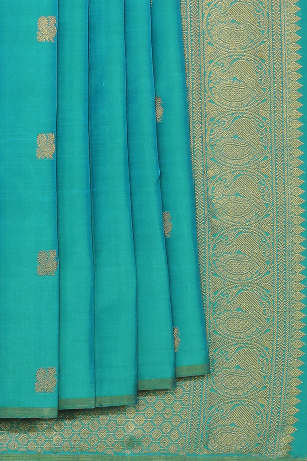 Collection of Arani Silk Sea Green Saree in a gallery layout