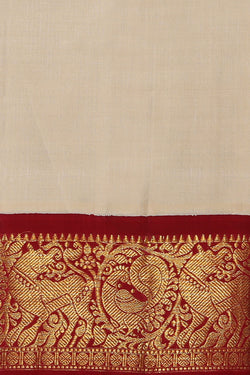 Collection of Arani Silk Cream Saree in a gallery layout