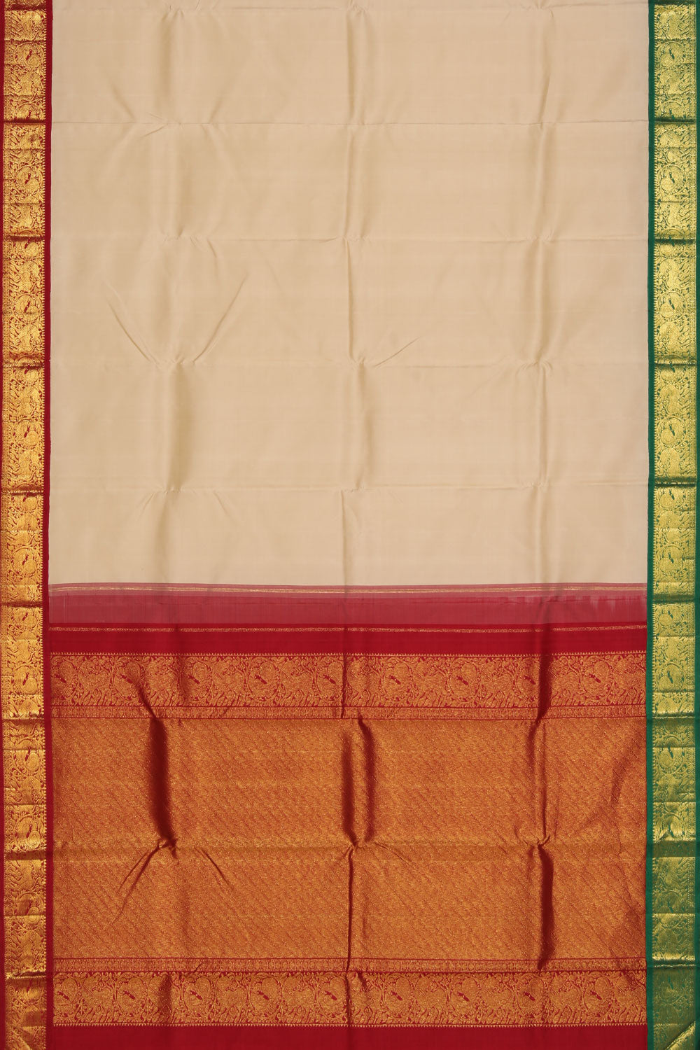 Collection of Arani Silk Cream Saree in a gallery layout