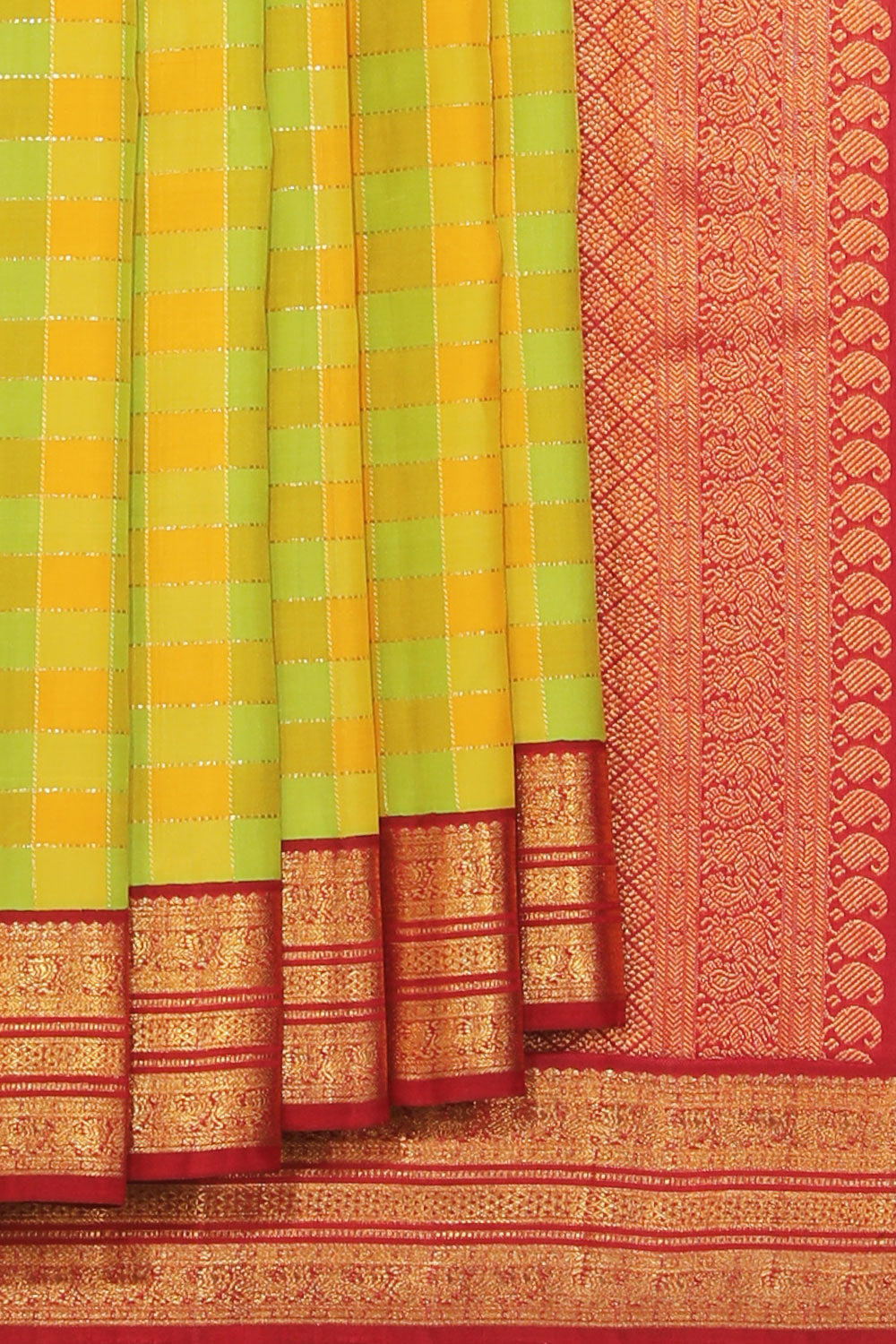 Collection of Arani Silk Spring Yellow Saree in a gallery layout