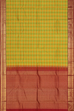 Collection of Arani Silk Spring Yellow Saree in a gallery layout