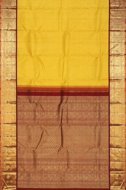 Image of Kanchipuram Silk Yellow Saree