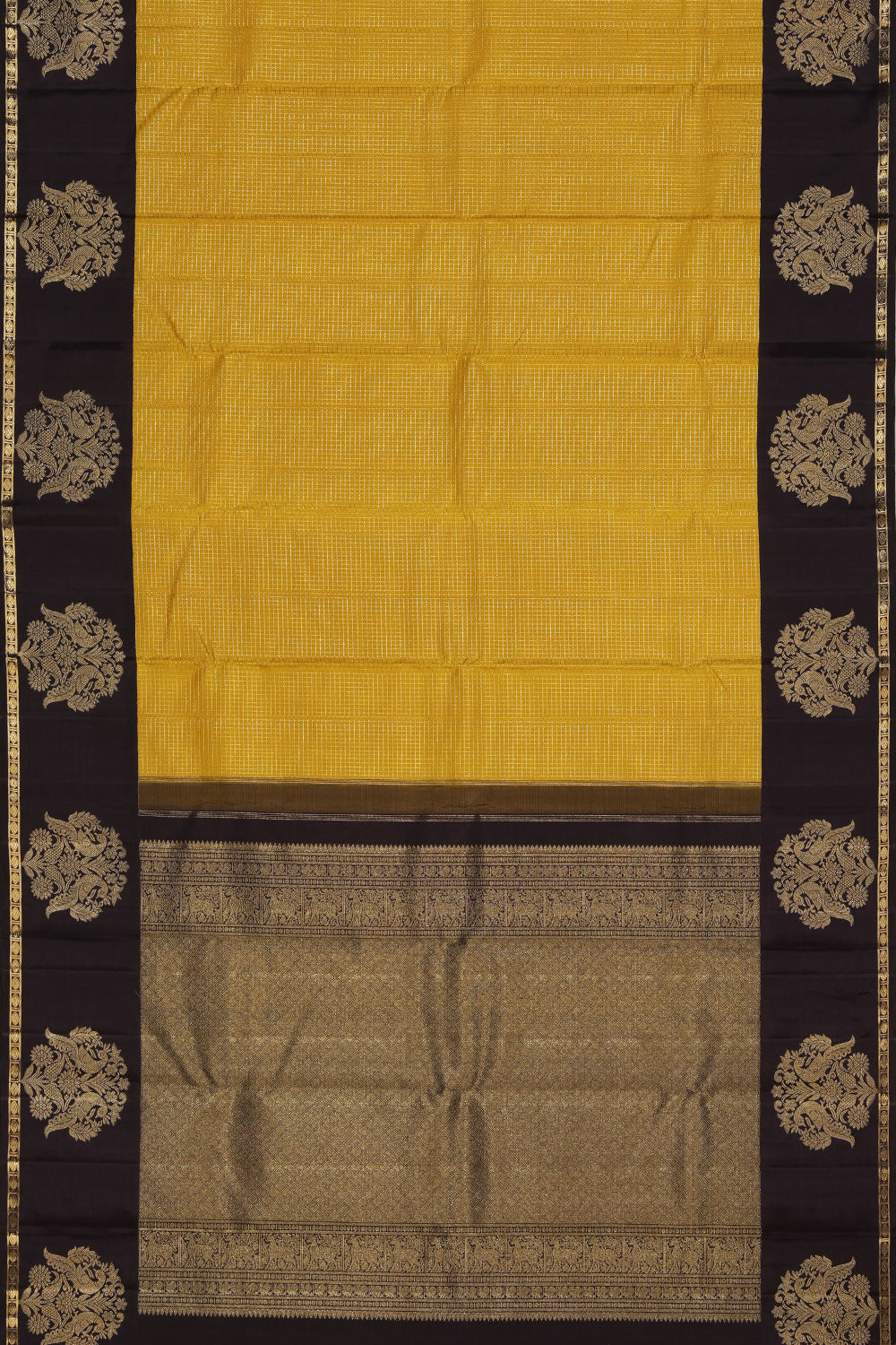 Kanchipuram Silk Yellow Saree