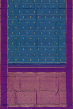 Image of Kanchipuram Silk Teal Blue Saree