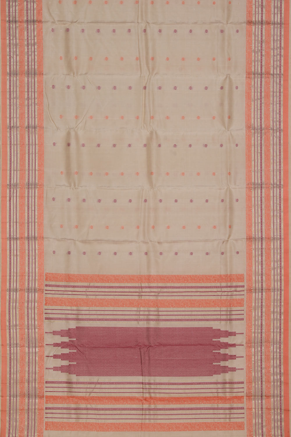 Image of Kanchipuram Silk Ivory Cream Saree