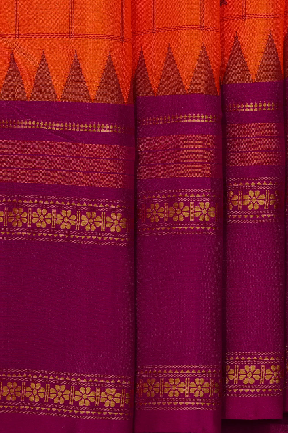 Kanchipuram Silk Orange Saree