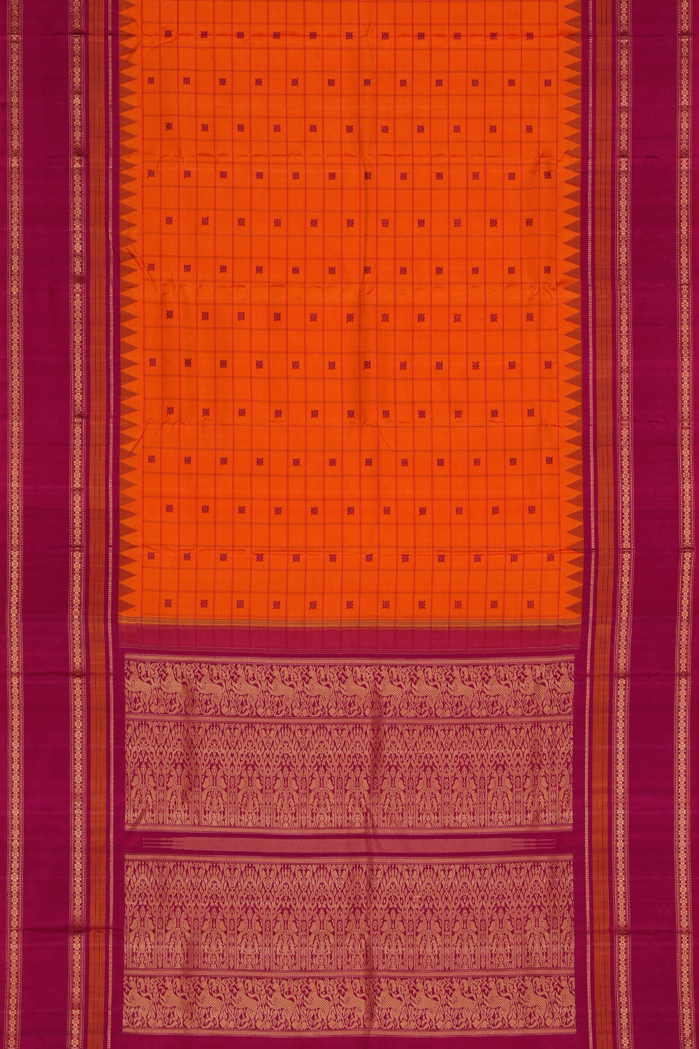 Image of Kanchipuram Silk Orange Saree