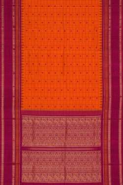 Image of Kanchipuram Silk Orange Saree