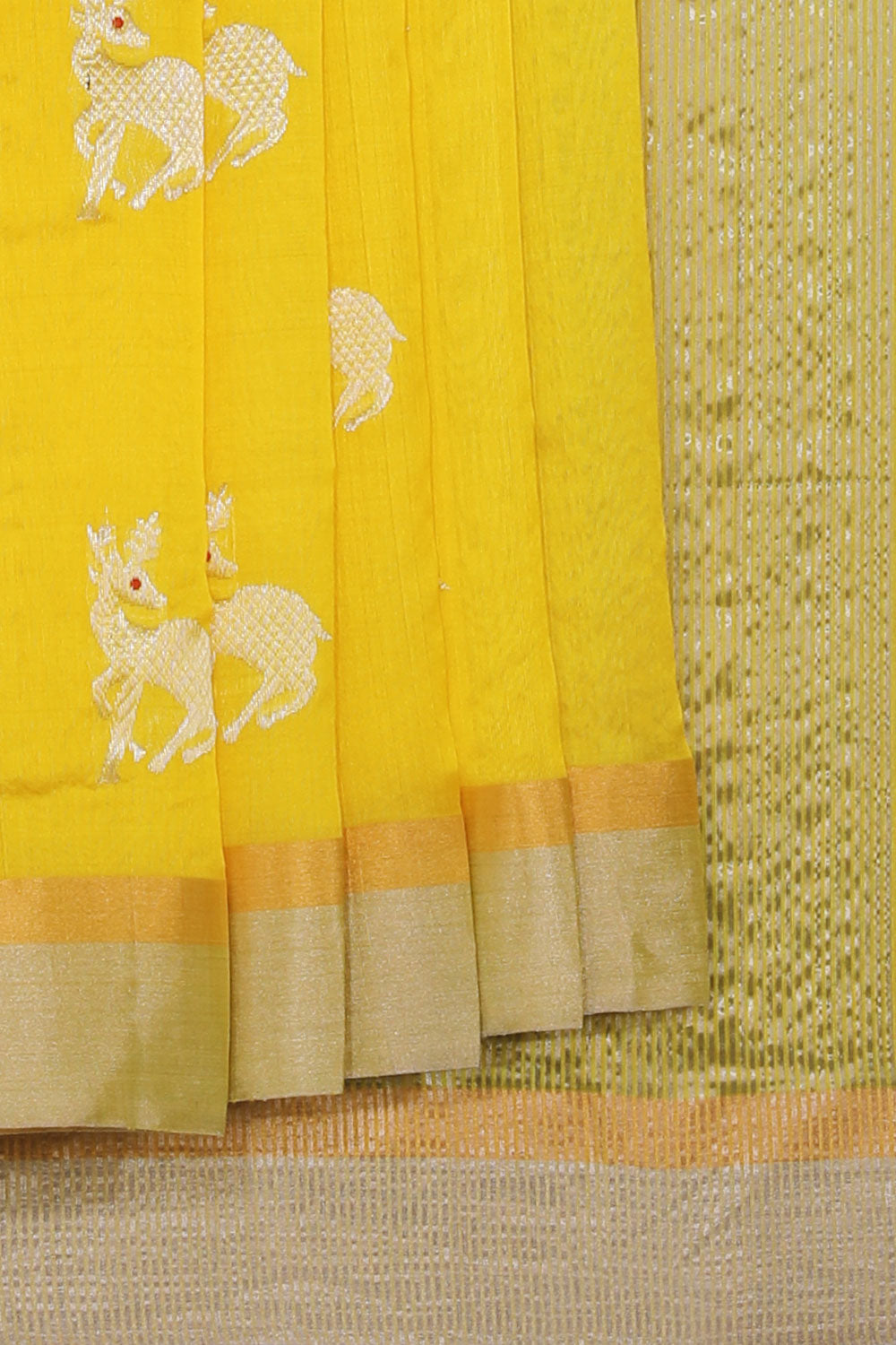 Collection of Chanderi Yellow Saree in a gallery layout