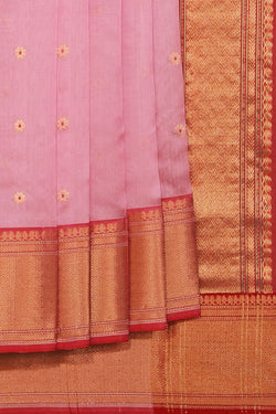 Collection of Chanderi Pink Saree in a gallery layout